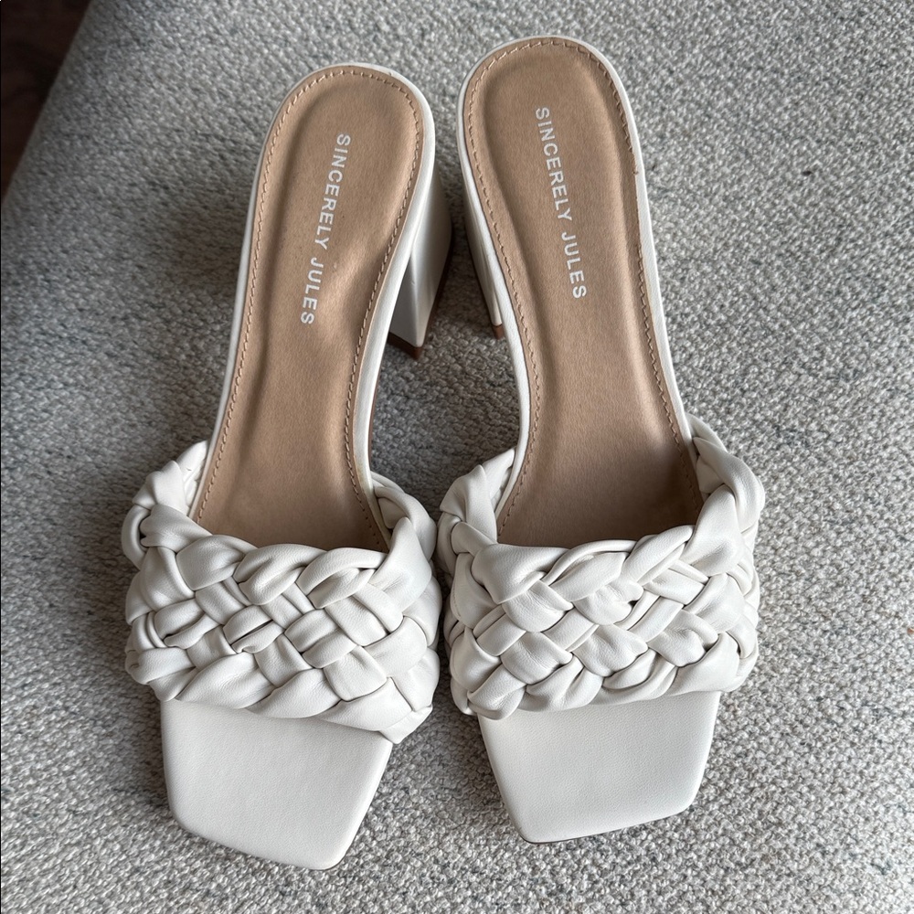 Sincerely Jules Cream Braided Heels